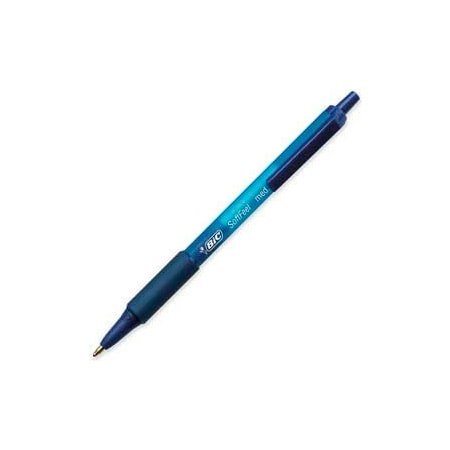Bic Bic Soft Feel Retractable Ball Pen, Medium, Blue Barrel/Ink, Dozen SCSM11BE